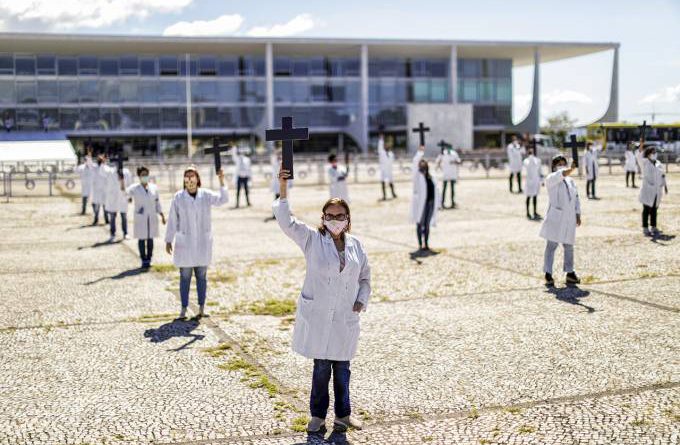 Protesto de enfermeiros no Planalto