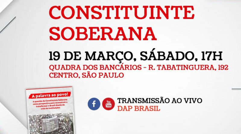 convite para o Debate sobre a Constituinte em 19/03/22