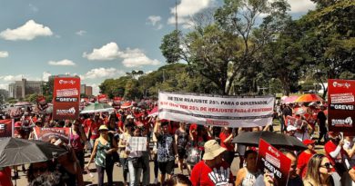 Faixa do DAP na greve dos professores